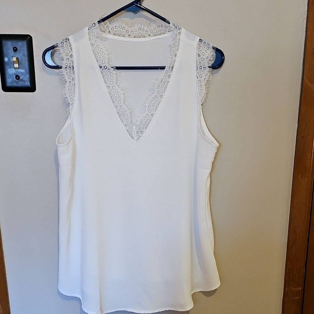 Elegant White Lace Trim Women's Top Camisole